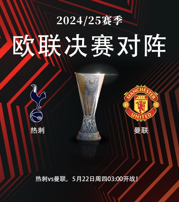 恭喜英超，下赛季6队踢欧冠！

欧联决赛对阵新鲜出炉：热刺vs曼联！

欧联杯决赛将在北京时间5月22日3时打响，比赛场地为毕尔巴鄂竞技主场圣马梅斯球场。

曼联队史曾夺得过1次欧联杯冠军，发生在20