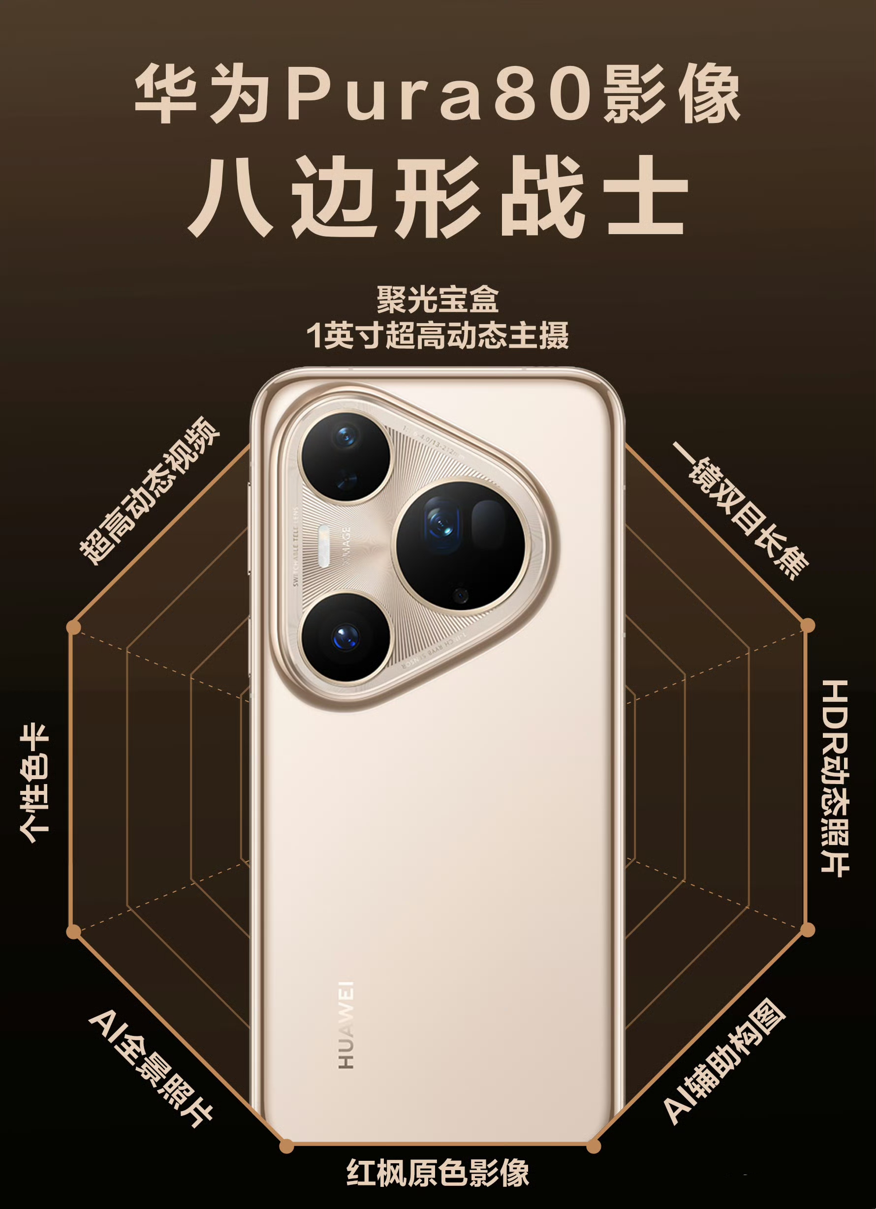 华为Pura 80系列，八边形战士，配置全面升级，特别是影像实力恐怖如斯。
1英寸超大底超高动态主摄
双潜望长焦，绝对是目前最好的长焦镜头
红枫原色摄像头
尤其Ultra更是拥有最强的9.4x光学变焦